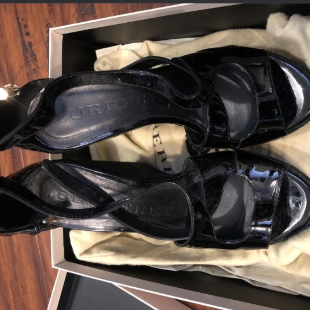 Black Burberry espadrille in london satin abbott